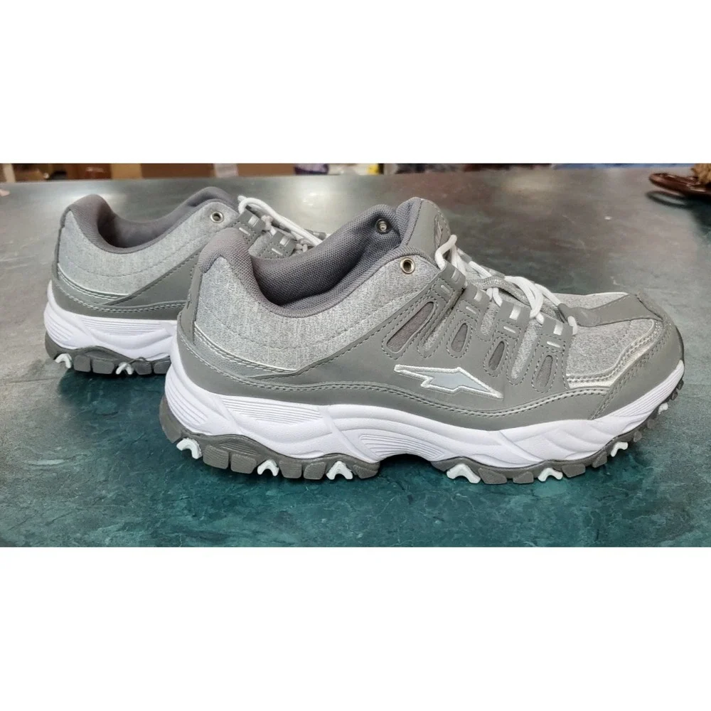 Avia Womens Gray  White  Lace-Up Memory Foam Low-Top Athletic Sneakers sz. 11 43